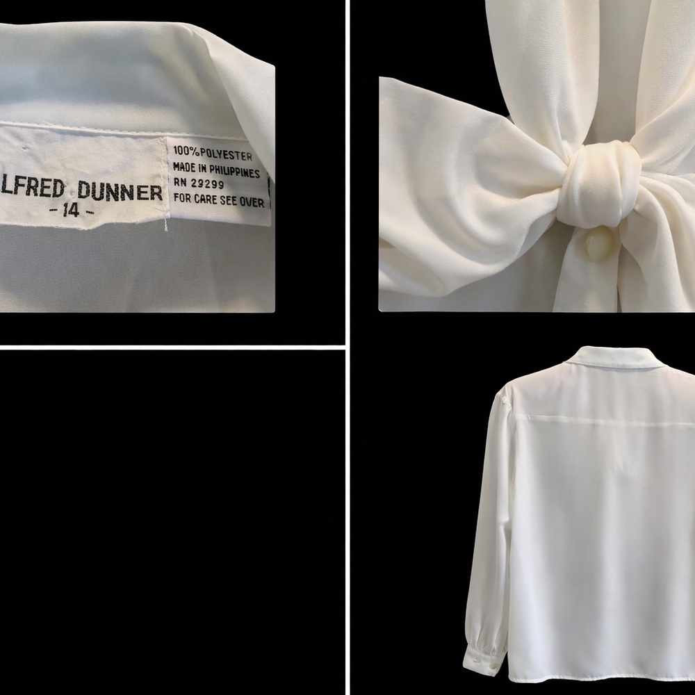 Vintage Alfred Dunner White Blouse with Bow Detail - Picture 2 of 2